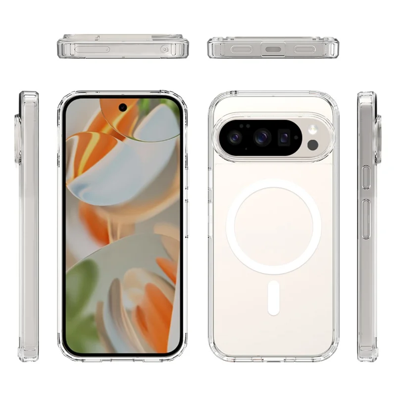 Bulk Purchasing Phone  Case For Google Pixel 9  /  9 Pro  Magnetic Crystal Clear 1.5mm TPU PC Phone Back Cover - Transparent