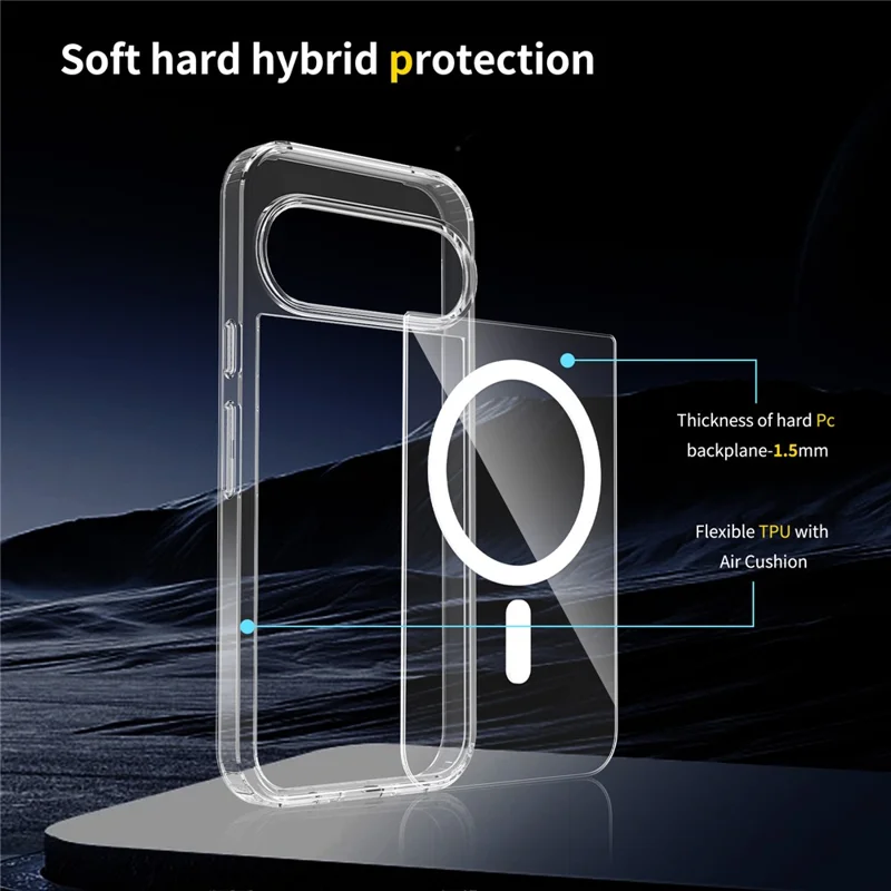 Bulk Purchasing  Phone Case For Google Pixel 10  /  10 Pro  Magnetic Crystal Clear 1.5mm TPU PC Phone Back Cover - Transparent