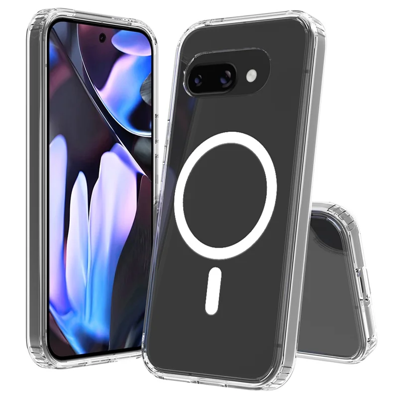 Bulk Purchasing For Google Pixel 9a Magnetic Case Crystal Clear 1.5mm TPU PC Phone Back Cover - Transparent