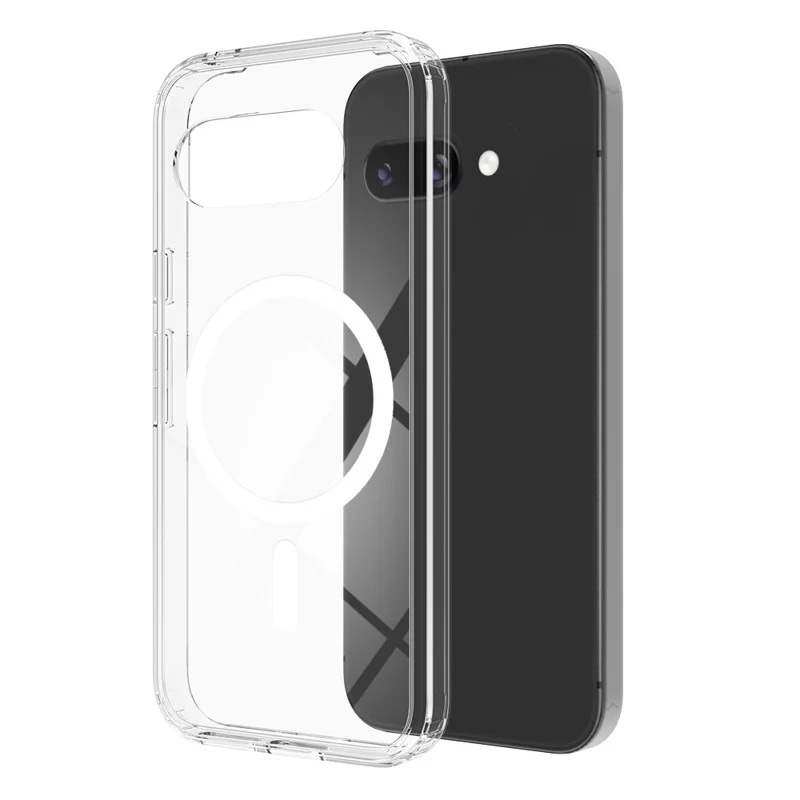 Bulk Purchasing For Google Pixel 9a Magnetic Case Crystal Clear 1.5mm TPU PC Phone Back Cover - Transparent