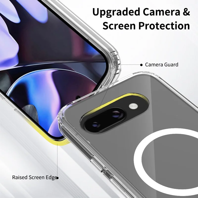 Bulk Purchasing For Google Pixel 9a Magnetic Case Crystal Clear 1.5mm TPU PC Phone Back Cover - Transparent