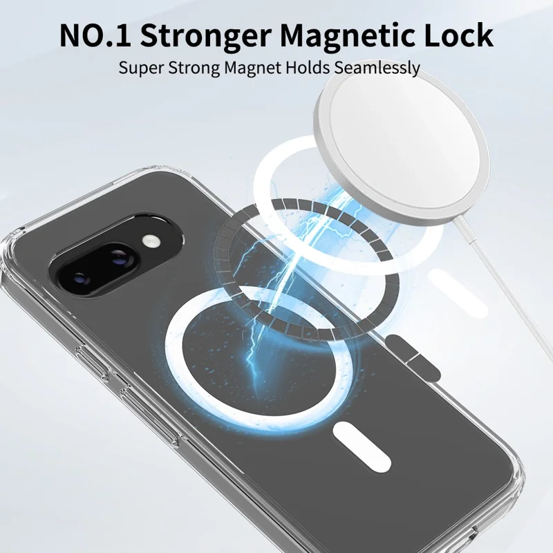 Bulk Purchasing For Google Pixel 9a Magnetic Case Crystal Clear 1.5mm TPU PC Phone Back Cover - Transparent