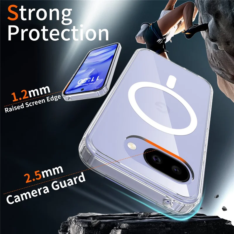 Bulk Purchasing For Google Pixel 10a Magnetic Case Crystal Clear 1.5mm TPU PC Phone Back Cover - Transparent