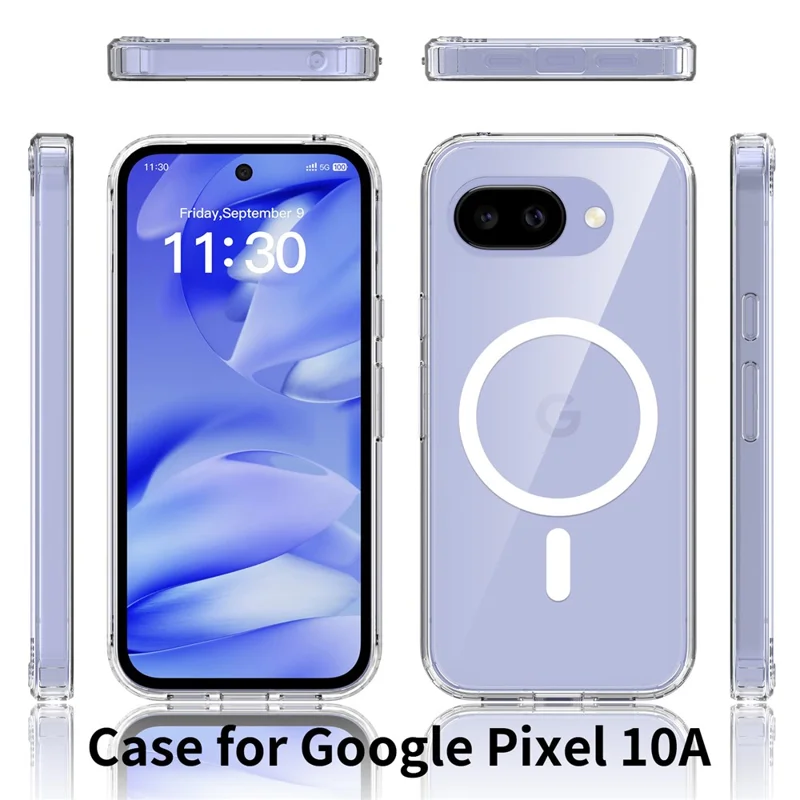 Bulk Purchasing For Google Pixel 10a Magnetic Case Crystal Clear 1.5mm TPU PC Phone Back Cover - Transparent