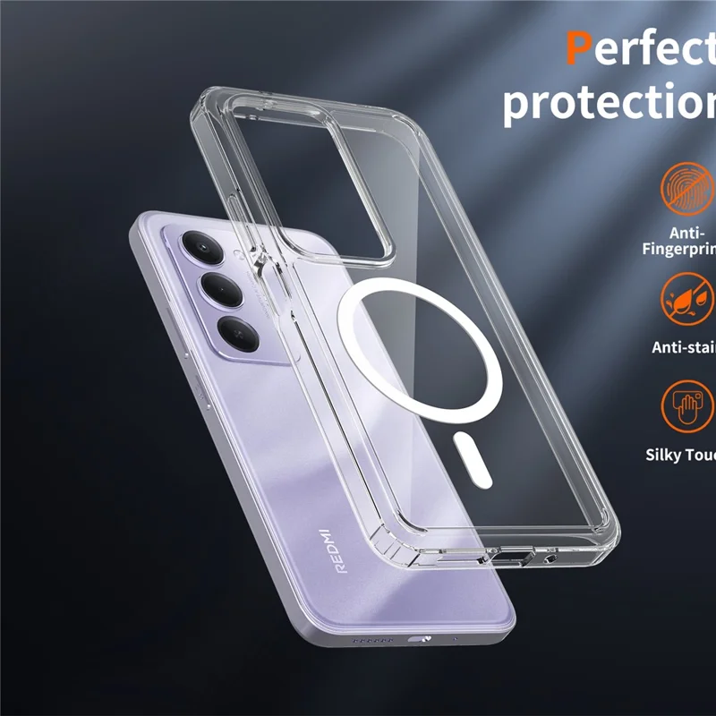 Bulk Purchasing For Xiaomi Redmi 15 4G (EU) (171mm) Magnetic Case Crystal Clear 1.5mm TPU PC Phone Back Cover  - Black