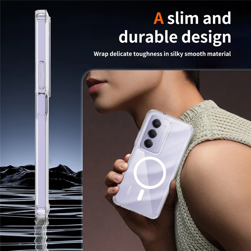 Bulk Purchasing For Xiaomi Redmi 15 4G (EU) (171mm) Magnetic Case Crystal Clear 1.5mm TPU PC Phone Back Cover  - Black