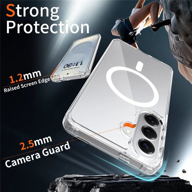 Bulk Purchasing For Samsung Galaxy S26+ Magnetic Case Crystal Clear 1.5mm TPU PC Phone Back Cover - Transparent