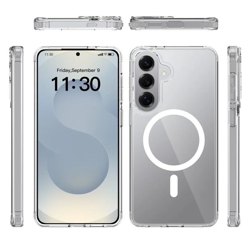 Bulk Purchasing For Samsung Galaxy S26+ Magnetic Case Crystal Clear 1.5mm TPU PC Phone Back Cover - Transparent