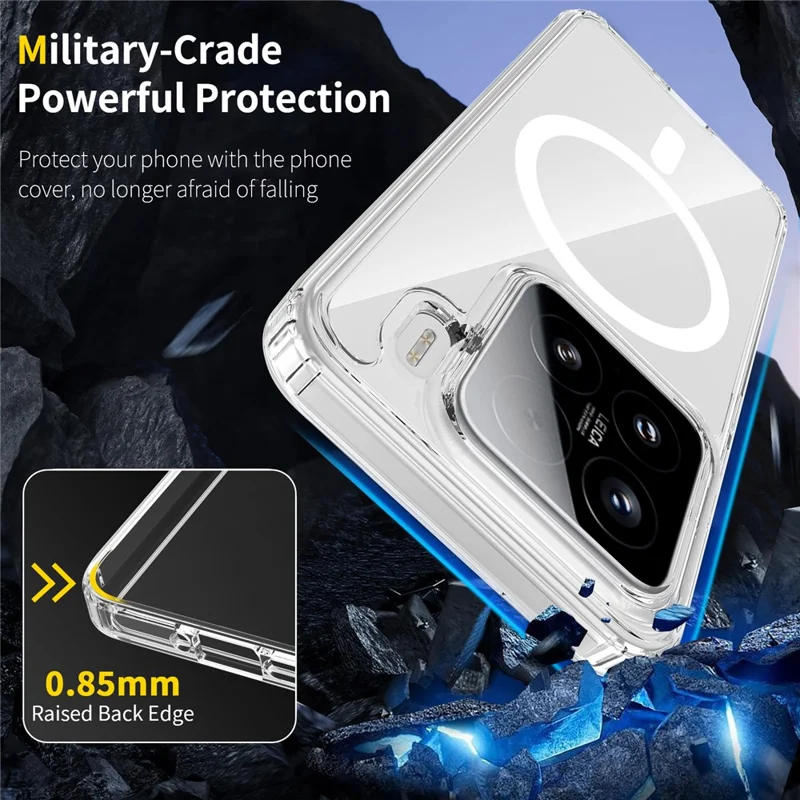 Bulk Purchasing For Xiaomi 15 Magnetic Case Crystal Clear 1.5mm TPU PC Phone Back Cover - Transparent