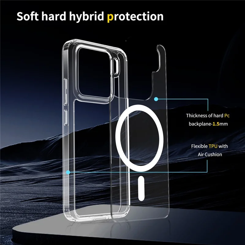 Bulk Purchasing For Xiaomi 15 Magnetic Case Crystal Clear 1.5mm TPU PC Phone Back Cover - Transparent