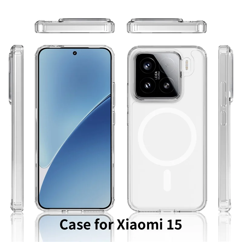 Bulk Purchasing For Xiaomi 15 Magnetic Case Crystal Clear 1.5mm TPU PC Phone Back Cover - Transparent
