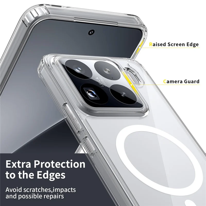 Bulk Purchasing For Xiaomi 15 Pro Magnetic Case Crystal Clear 1.5mm TPU PC Phone Back Cover - Black