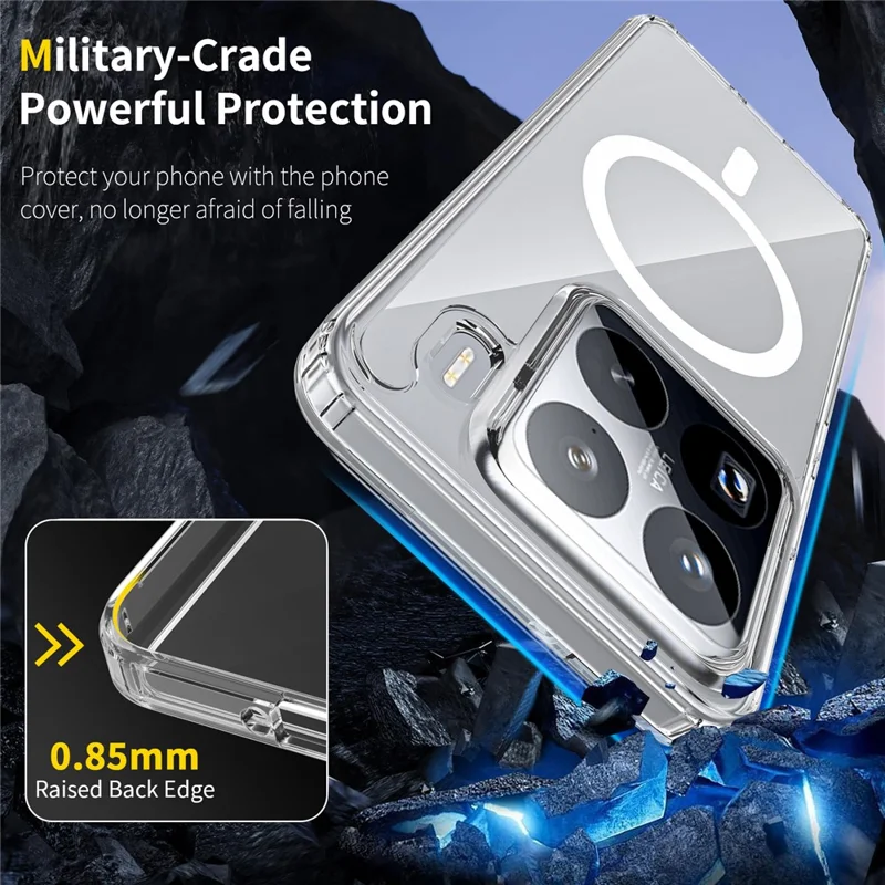 Bulk Purchasing For Xiaomi 15 Pro Magnetic Case Crystal Clear 1.5mm TPU PC Phone Back Cover - Black