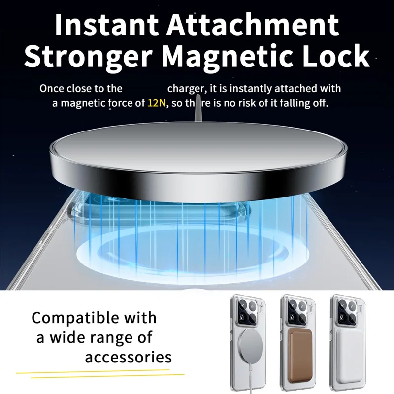 Bulk Purchasing For Xiaomi 15 Pro Magnetic Case Crystal Clear 1.5mm TPU PC Phone Back Cover - Black