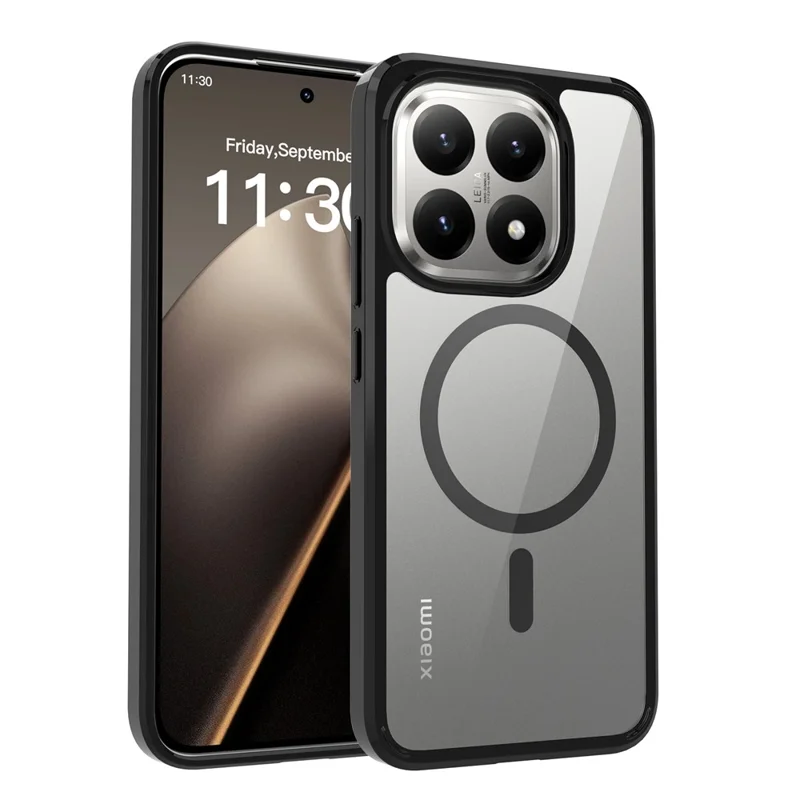 Bulk Purchasing For Xiaomi 15T  Magnetic Case Crystal Clear 1.5mm TPU PC Phone Back Cover - Black