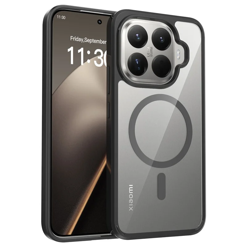 Bulk Purchasing For Xiaomi 15T Pro Magnetic Case Crystal Clear 1.5mm TPU PC Phone Back Cover - Black