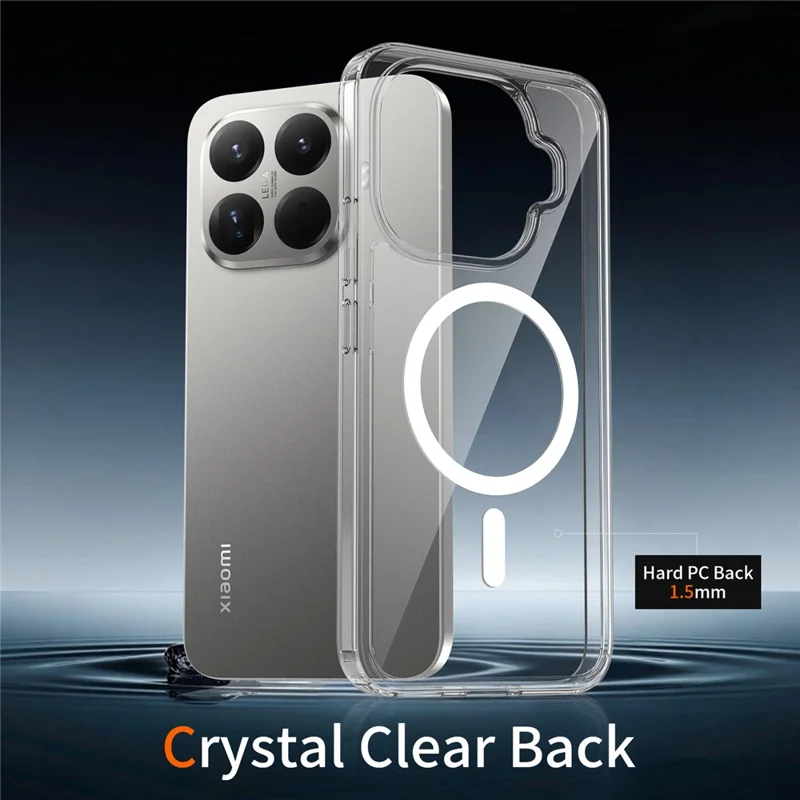 Bulk Purchasing For Xiaomi 15T Pro Magnetic Case Crystal Clear 1.5mm TPU PC Phone Back Cover - Black
