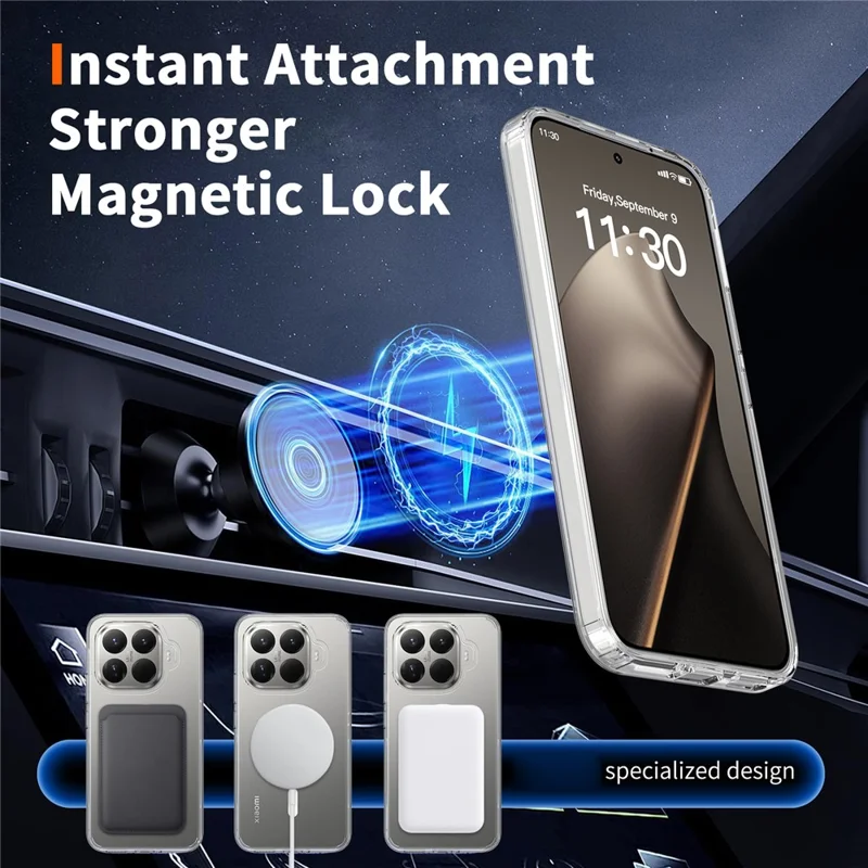 Bulk Purchasing For Xiaomi 15T Pro Magnetic Case Crystal Clear 1.5mm TPU PC Phone Back Cover - Black