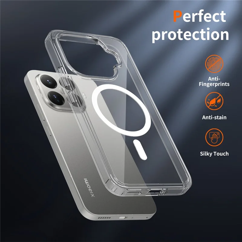 Bulk Purchasing For Xiaomi 15T Pro Magnetic Case Crystal Clear 1.5mm TPU PC Phone Back Cover - Black