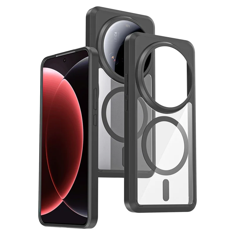 Bulk Purchasing For Xiaomi 15 Ultra Magnetic Case Crystal Clear 1.5mm TPU PC Phone Back Cover - Black