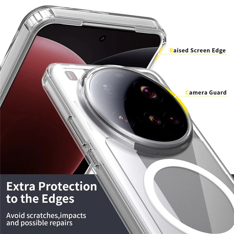 Bulk Purchasing For Xiaomi 15 Ultra Magnetic Case Crystal Clear 1.5mm TPU PC Phone Back Cover - Black