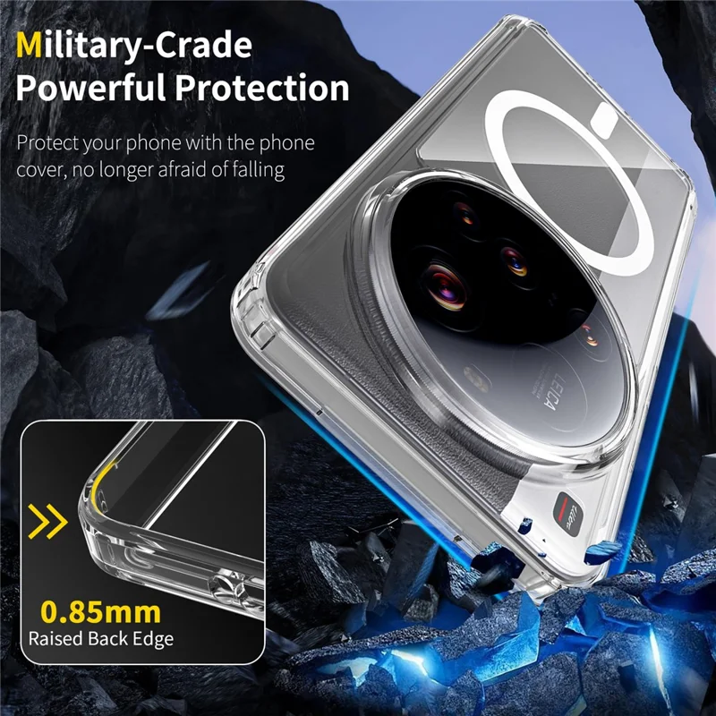 Bulk Purchasing For Xiaomi 15 Ultra Magnetic Case Crystal Clear 1.5mm TPU PC Phone Back Cover - Black