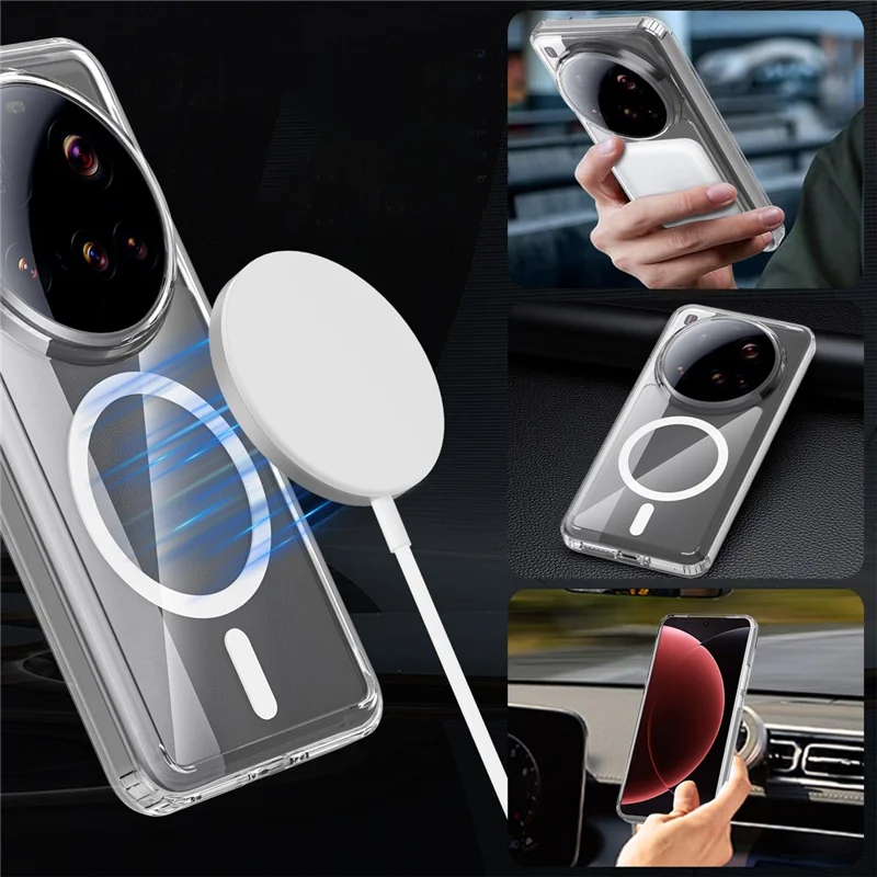 Bulk Purchasing For Xiaomi 15 Ultra Magnetic Case Crystal Clear 1.5mm TPU PC Phone Back Cover - Black