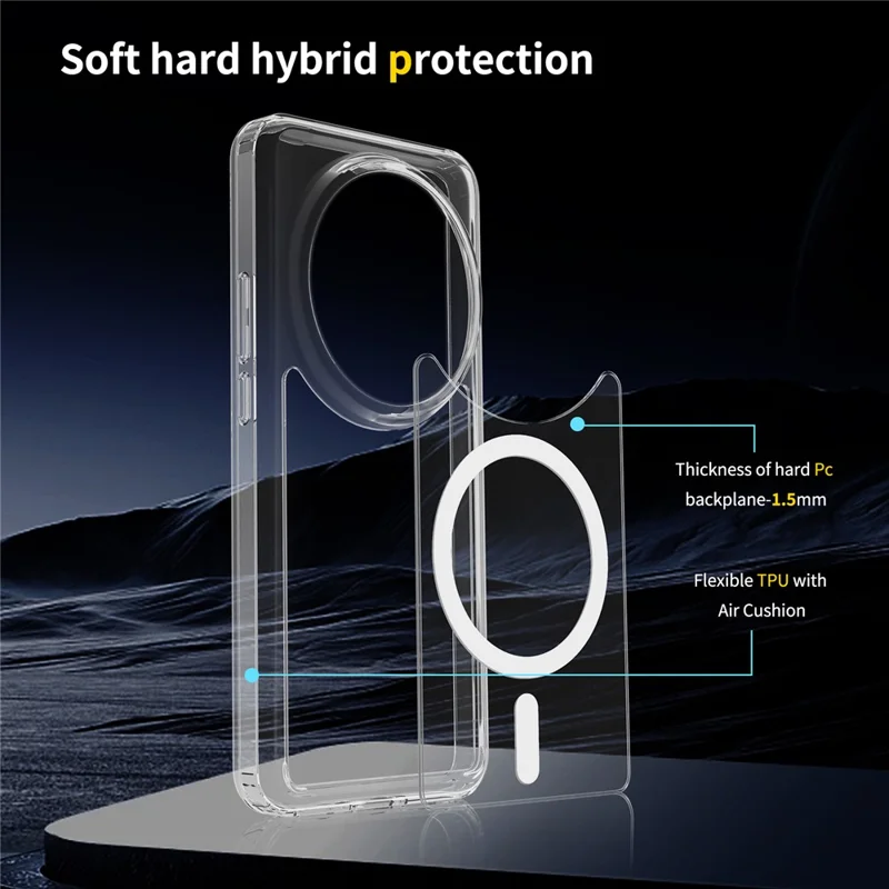 Bulk Purchasing For Xiaomi 15 Ultra Magnetic Case Crystal Clear 1.5mm TPU PC Phone Back Cover - Black