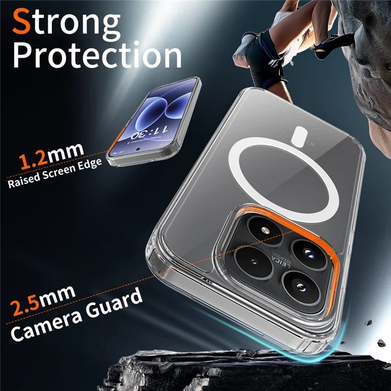 Bulk Purchasing For Xiaomi 17 Magnetic Case Crystal Clear 1.5mm TPU PC Phone Back Cover - Black