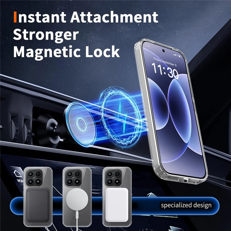 Bulk Purchasing For Xiaomi 17 Magnetic Case Crystal Clear 1.5mm TPU PC Phone Back Cover - Black