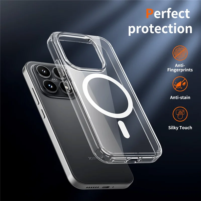 Bulk Purchasing For Xiaomi 17 Magnetic Case Crystal Clear 1.5mm TPU PC Phone Back Cover - Black