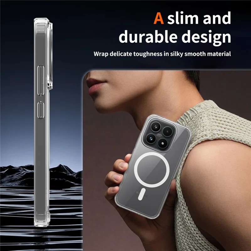 Bulk Purchasing For Xiaomi 17 Magnetic Case Crystal Clear 1.5mm TPU PC Phone Back Cover - Black