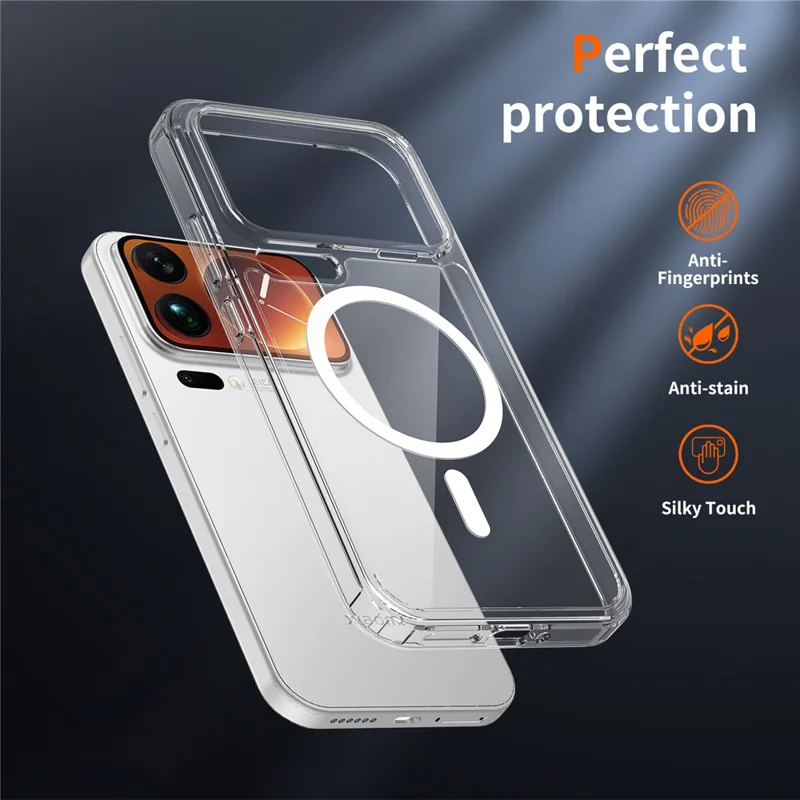 Bulk Purchasing For Xiaomi 17 Pro Magnetic Case Crystal Clear 1.5mm TPU PC Phone Back Cover - Black
