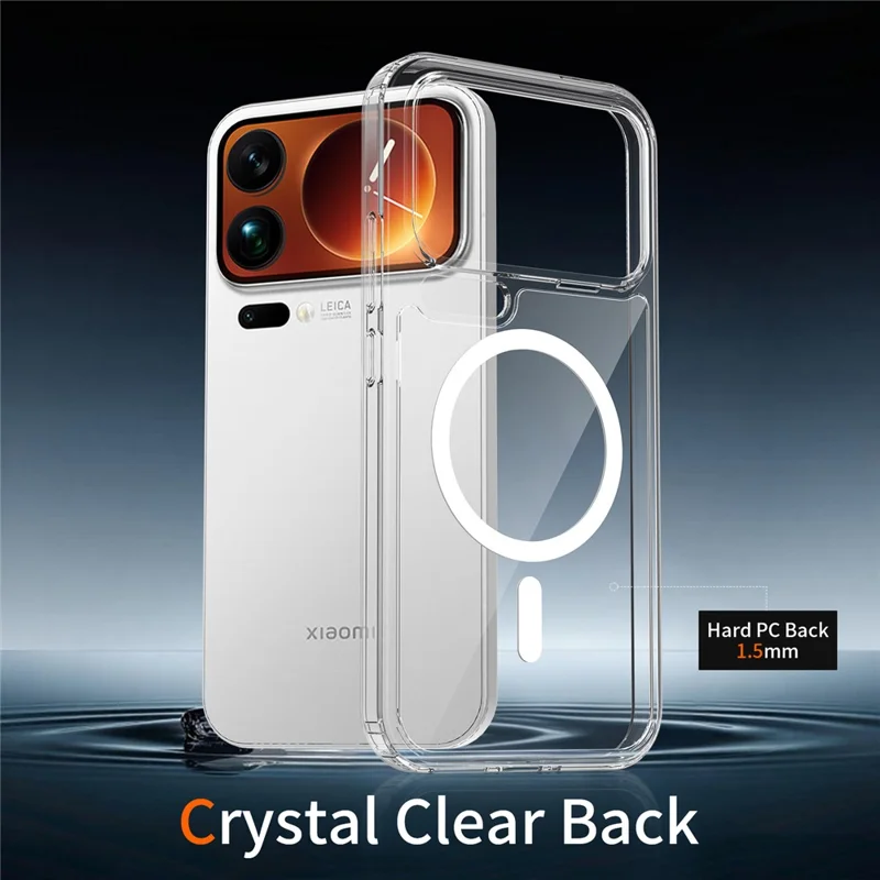 Bulk Purchasing For Xiaomi 17 Pro Max Magnetic Case Crystal Clear 1.5mm TPU PC Phone Back Cover - Black