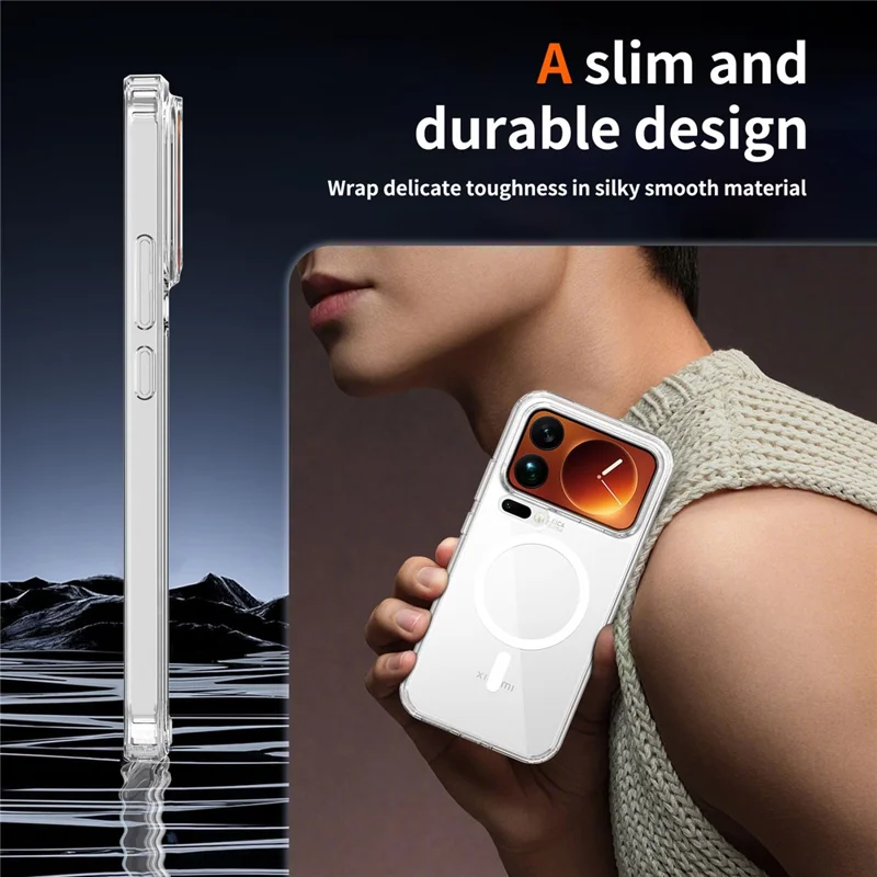 Bulk Purchasing For Xiaomi 17 Pro Max Magnetic Case Crystal Clear 1.5mm TPU PC Phone Back Cover - Black