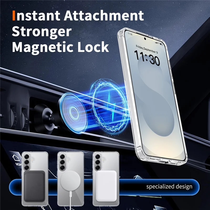 Bulk Purchasing For Samsung Galaxy S26 Magnetic Case Crystal Clear 1.5mm TPU PC Phone Back Cover - Transparent