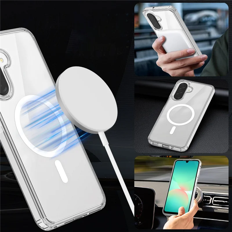 Bulk Purchasing For Samsung Galaxy A16 5G Magnetic Case Crystal Clear 1.5mm TPU PC Phone Back Cover - Black