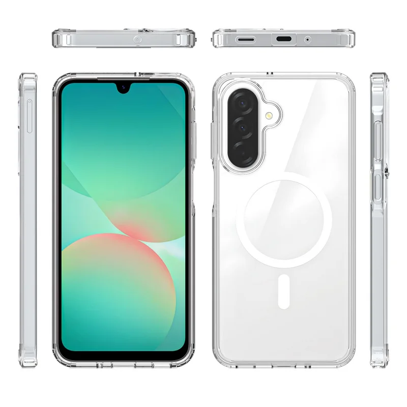 Bulk Purchasing For Samsung Galaxy A16 5G Magnetic Case Crystal Clear 1.5mm TPU PC Phone Back Cover - Black