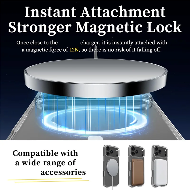 Achat en vrac pour coque magnétique iPhone 17 Pro transparente 1,5 mm en TPU et PC - Couverture arrière transparente