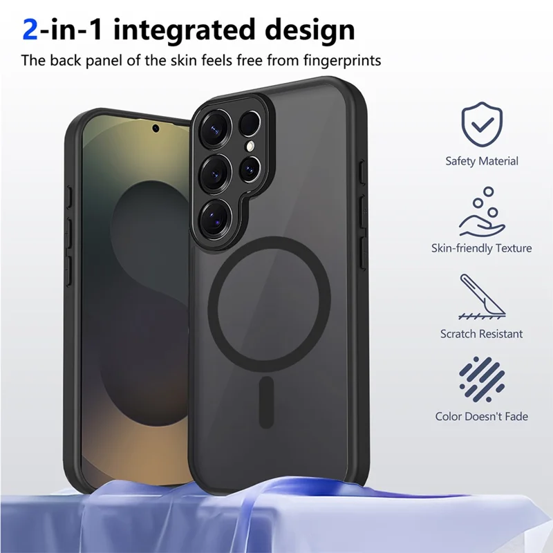 Capa Magnética para Samsung Galaxy S25 Ultra com Toque Suave Mate, Translúcida, em PC + TPU, à Prova de Quedas