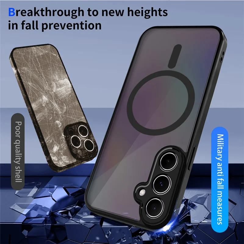 Магнитный чехол для Samsung Galaxy S25 / S24, матовый, полупрозрачный, из поликарбоната и ТПУ, с защитой от падений, с текстурой, приятной на ощупь