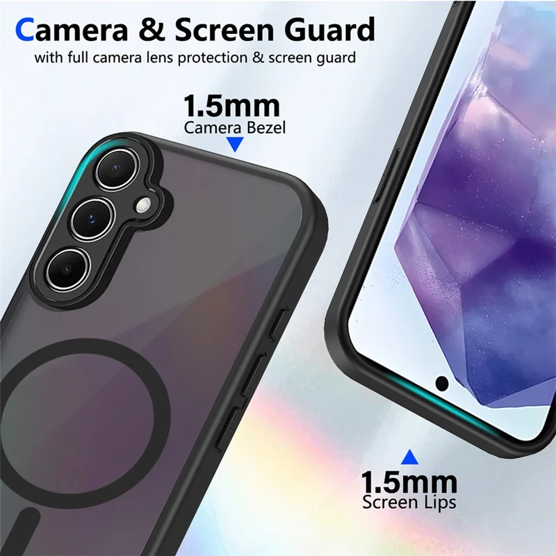 Магнитный чехол для Samsung Galaxy S25 / S24, матовый, полупрозрачный, из поликарбоната и ТПУ, с защитой от падений, с текстурой, приятной на ощупь