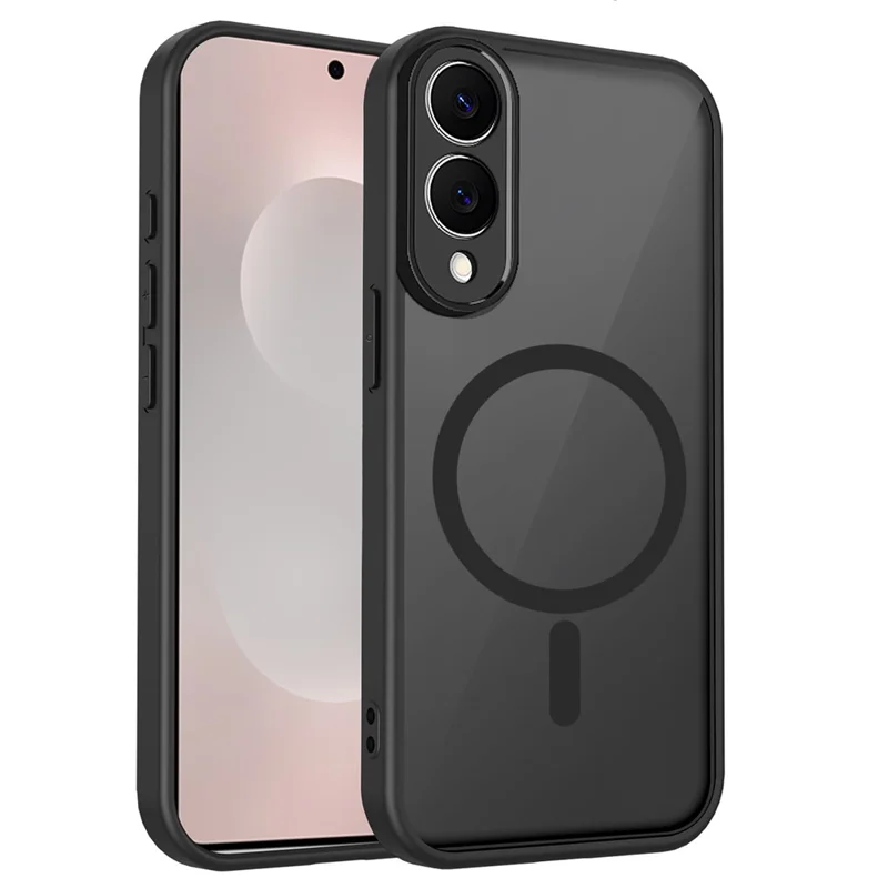 Voor Samsung Galaxy S25 Edge Magnetische Case Skin Aanraking Matte Transparante PC + TPU Anti-val Telefoonhoes