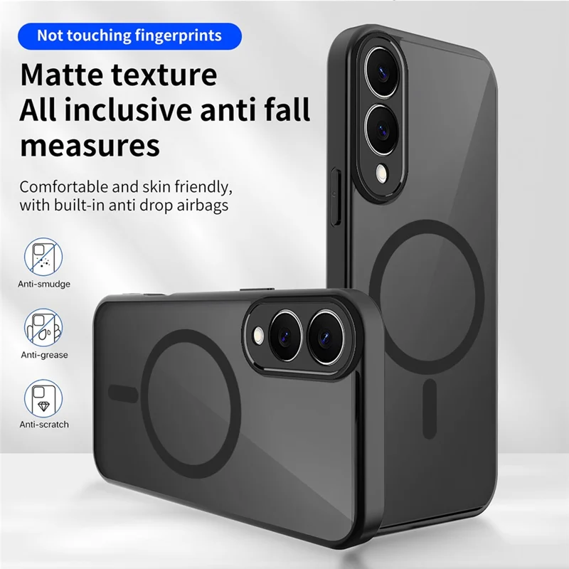 Voor Samsung Galaxy S25 Edge Magnetische Case Skin Aanraking Matte Transparante PC + TPU Anti-val Telefoonhoes
