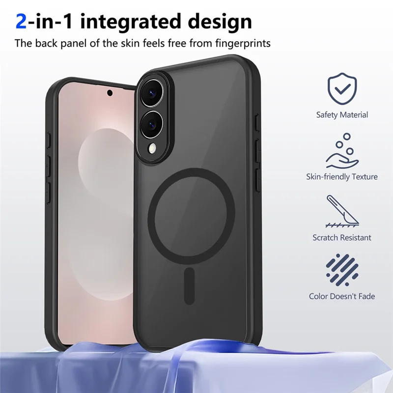 Voor Samsung Galaxy S25 Edge Magnetische Case Skin Aanraking Matte Transparante PC + TPU Anti-val Telefoonhoes