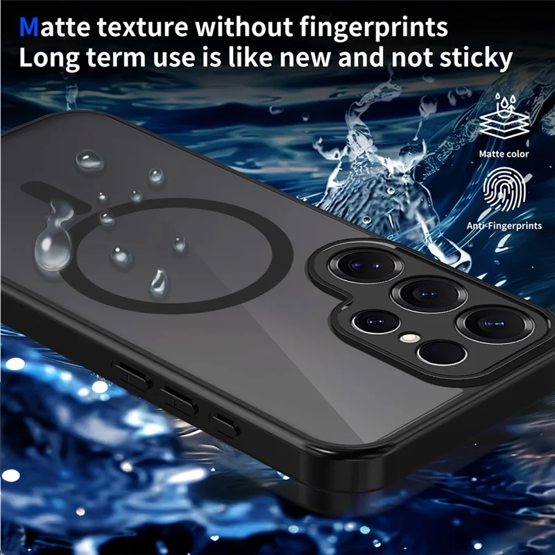 Capa Magnética para Samsung Galaxy S24 Ultra com Toque Suave Mate Translúcida em PC + TPU, Proteção Contra Quedas