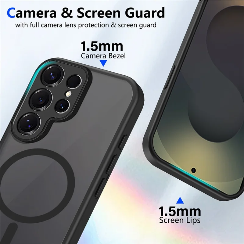 Capa Magnética para Samsung Galaxy S24 Ultra com Toque Suave Mate Translúcida em PC + TPU, Proteção Contra Quedas