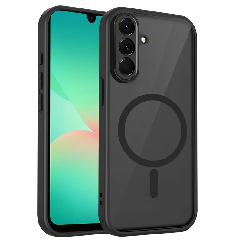 For Samsung Galaxy A26 5G Magnetic Case Skin Touch Matte Translucent PC + TPU Anti-Drop Phone Cover - Black