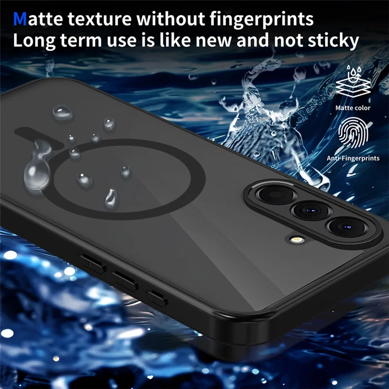 For Samsung Galaxy A26 5G Magnetic Case Skin Touch Matte Translucent PC + TPU Anti-Drop Phone Cover - Black