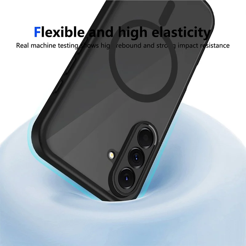 For Samsung Galaxy A26 5G Magnetic Case Skin Touch Matte Translucent PC + TPU Anti-Drop Phone Cover - Black